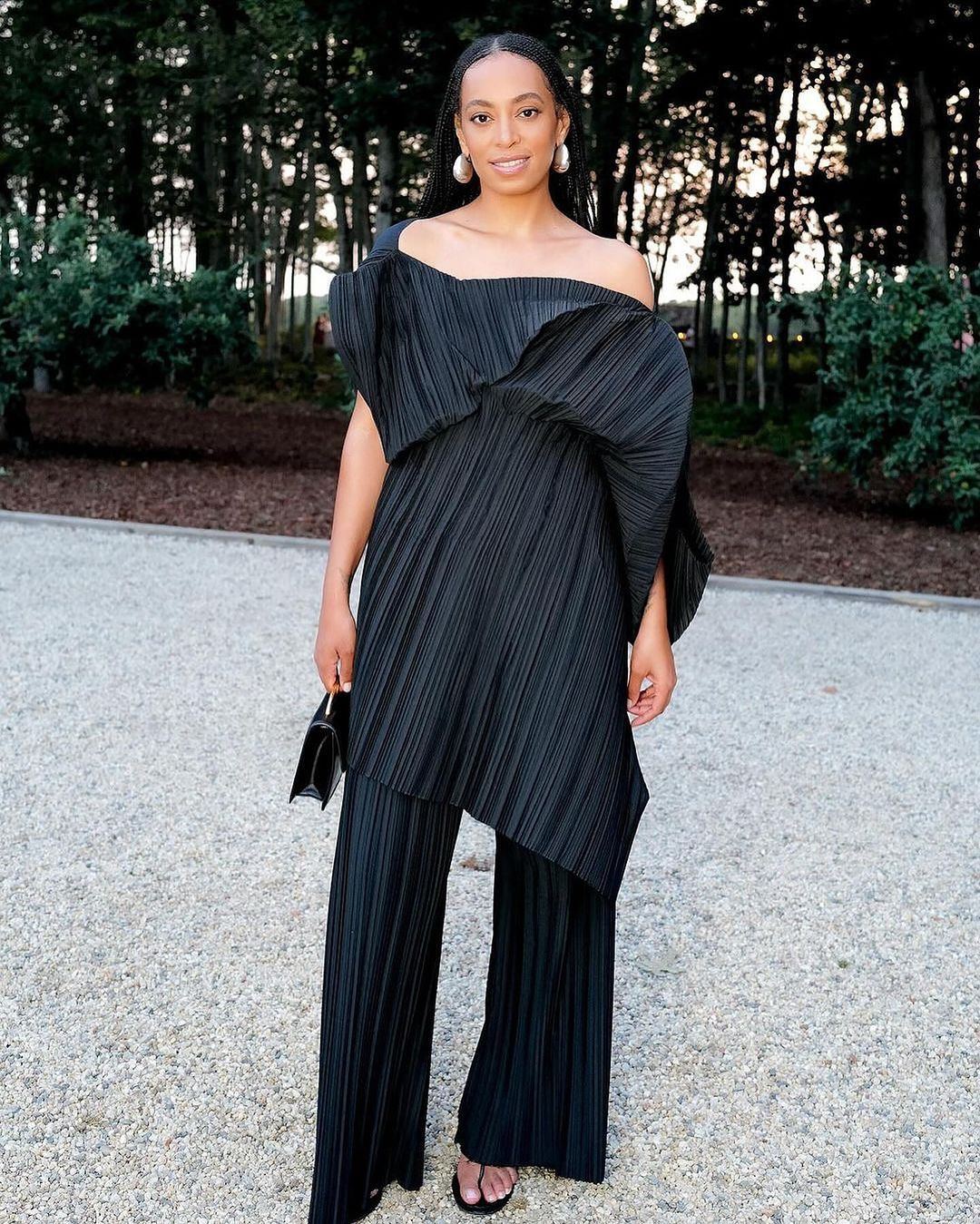 Solange Knowles Wore a Black Resort 2025 Look by The Row with Jill Sander earrings to the Watermill Center Annual Benefit